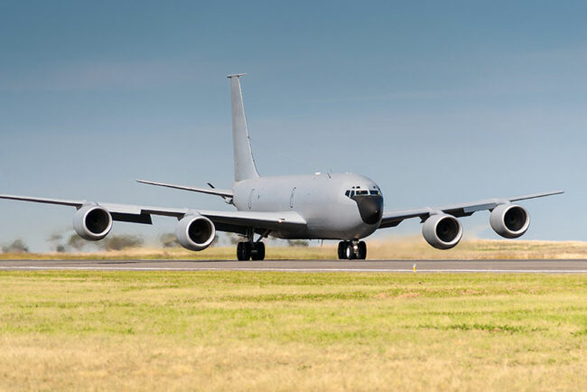 KC135 airplane on runway