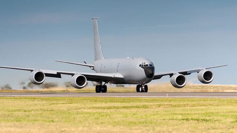 KC135 airplane on runway