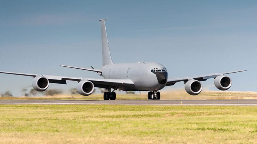 KC135 airplane on runway