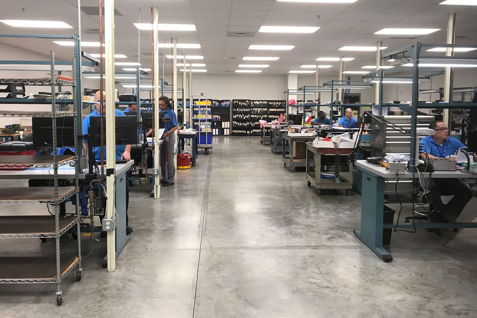 Interior view of the repair station in Miramar, Florida